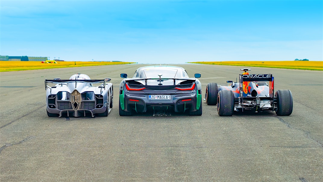 Rimac Nevera Beats Formula One Car and McMurtry Spéirling in carwow Drag Race